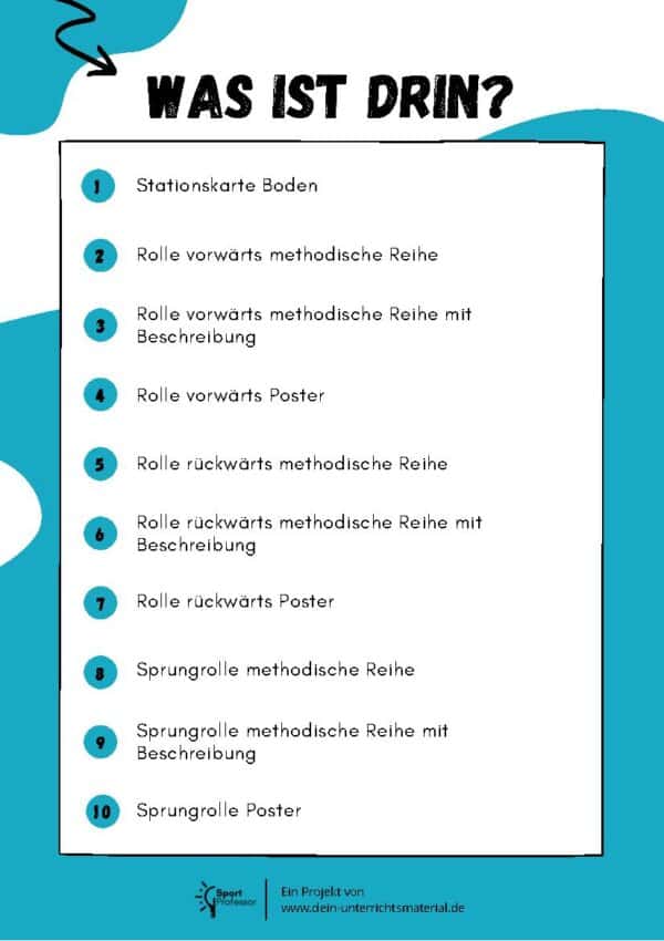 Turnen ⎮ Boden inkl. 74 Stationskarten, Poster und Bewertungsraster (Rolle vor- und rückwärts, Sprungrolle, Handstand, Kopfstand, Radschlag) – Bild 2