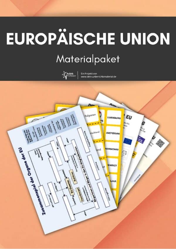 Europäische Union: komplette Unterrichtsreihe zu EU und Organgen + Spiel