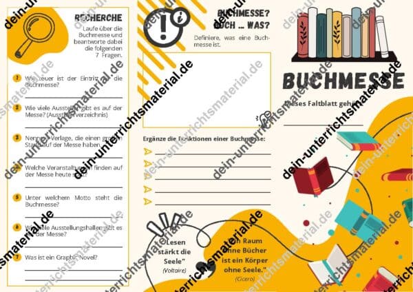 Faltblatt Leipziger Buchmesse 2025: Interaktive Lernaufgabe für Schüler – Bild 2