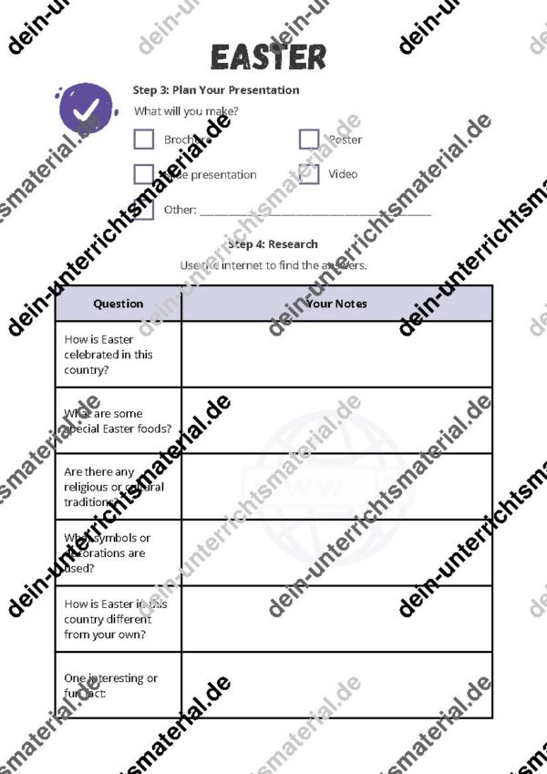 Easter: Materialpaket Englischunterricht (Mindmap, Game, Research Project) – Bild 7